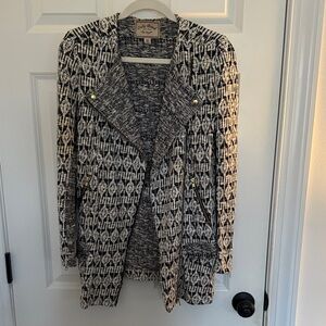 Lucky Brand Black and White Geometric Cardigan